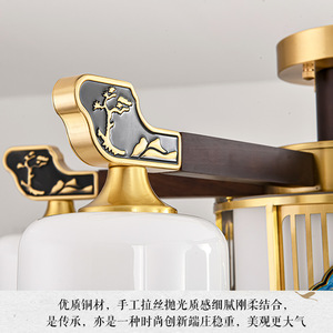 Chinese Style Chandelier Multi Head Led <b>Light</b> Round Living Room <b>Ceiling</b> Lamp With Enamel Painting Design - Product Image 5