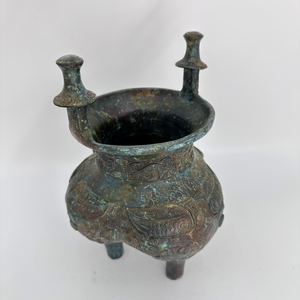 Bronce Jia Metal Craft Wine-Warming Vessel Xia Shang Zhou Dynasty Ritual Casting utilizado para fines Escultura de bronce fundido - Product Image 3