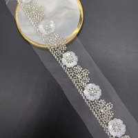 Dentelle de mariée maille décorative tube perlé paillettes perlées avec ruban de dentelle indienne