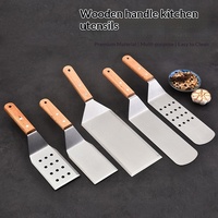 Edelstahl-Kuchenspachtel mit Holzgriff Küchenzubehör Multifunktionaler Backspatel zum Schneiden Servieren Grillen Outdoor