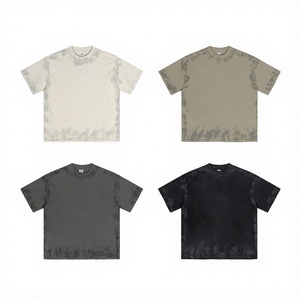 YINCH Casual 305GSM 100% Cotton Solid Knitted Vintage Wash Breathable T-Shirts Blank Custom Print <b>Logo</b> Oversized for Men - Product Image 1