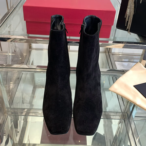 Botines Clásicos de Ante con Punta Cuadrada - Acolchados, Ligeros, Duraderos, Transpirables, Versátiles, Diseño Delgado que Estiliza la Pierna - Product Image 1