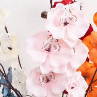 Anggrek Simulasi Sutra Laris Manis untuk Dekorasi Rumah Halloween, Bunga Phalaenopsis Tunggal Panjang 75cm, 6 Bunga