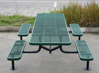 Mobilier extérieur commercial en acier table de pique-nique école extérieur restaurant jardin extérieur patio table à manger en métal avec banc
