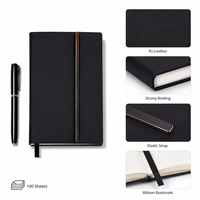 Libreta de Cuero PU Nubuck Premium A5 con Logotipo Personalizado, 100 Hojas, Diario Ejecutivo, Set de Regalo con Bolígrafo