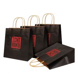 Sac en papier kraft brun personnalisé avec poignée, sac de livraison alimentaire écologique avec poignée en papier, sac à emporter pour restaurant - Product Image 4