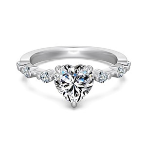 Bague de promesse de mariage Dylam Luxury Top Fine Jewelry en argent rhodié S925, forme cœur, pierre en moissanite D VVS1, pour femmes - Product Image 1