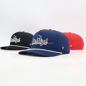 New Fashion Custom Rubber PVC Patch Logo 5 Panel Waterproof Polyester Sport Golf Hat Laser Cut Perforated Dad <b>Rope</b> Baseball Cap - Product Image 3