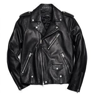 Blouson aviateur en cuir véritable pour homme D-TECH, noir, fermeture éclair, col montant, coupe classique, style hiver, coupe-vent - Product Image 1