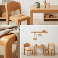 Chaise Montessori en bois pour enfants, idéale pour la crèche et la garderie, en contreplaqué de hêtre naturel avec pieds en plastique et patins antidérapants intégrés