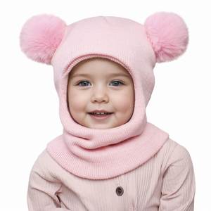 Gorros de Invierno para Niños, Gorro de Punto con Diseño de Oso de Dibujos Animados, Gorro de Invierno Grueso con Bufanda y Orejeras, Conjunto de Gorro Cálido para Niños - Product Image 1