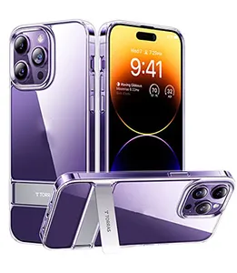 TORRAS UPRO For iPhone 14 Pro Max Case Clear with Stand Built-in Kickstand Slim Protective Phone Cases for iPhone 15 Pro Max