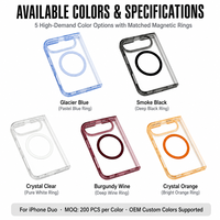 Étui de téléphone magnétique pliable robuste pour iPhone Duo, hybride transparent en acrylique PC TPU, compatible charge sans fil, anti-chute, fourniture directe usine