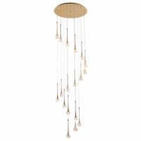 Lustre en cristal à hauteur réglable avec finition dorée LED à intensité variable pour salon