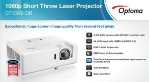 Projecteur laser professionnel <span class=keywords><strong>Optoma</strong></span> GT1090HDR à courte focale, 1080P Full HD, haute luminosité 4200 ANSI, prise en charge 4K, projecteur <span class=keywords><strong>DLP</strong></span> 3D - Product Image 3