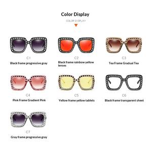 Lunettes de soleil pour femmes Zhanguang, nouvelle monture large entièrement sertie de diamants, UV400, de haute qualité européenne, tendance américaine. - Product Image 2