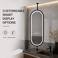 Miroir de salle de bain ovale LED rotatif avec éclairage frontal, intensité réglable, anti-buée, 3 couleurs, Bluetooth pour coiffeuse et salon