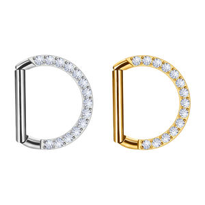 Anillo de Titanio G23 de 16G para Nariz y Septum, con Incrustaciones de Circonita en la Parte Frontal, Pendiente de Cartílago Helix, Clicker Daith, Nueva Joyería para Piercing Corporal - Product Image 1
