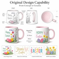 Fabricant cadeaux du jour de Pâques tasse à café souvenir en céramique tasse à eau grande capacité en grès avec conception d'impression de décalcomanies