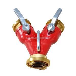 2 Yollu Y Tipi Yangın Söndürme Su Dağıtıcısı 3 Yollu 1.5" 2" 2.5" Giriş/Çıkış Stroz Kaplinli Su Bölücü, Kapatma Vanası ile - Product Image 1