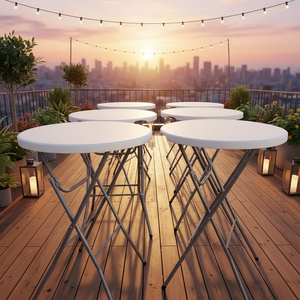 Mesas de Bar Redondas Plegables de Plástico, Mesas de Cóctel para Fiestas o Eventos de Alquiler - Product Image 1