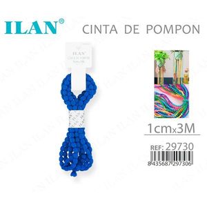 ริบบิ้นอิลัน ปอมปอม 1 ซม.x3 ม. สีน้ำเงินรอยัล สำหรับงานประดิษฐ์ - Product Image 1