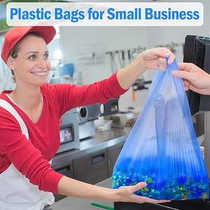 Bolsas de Basura Azules Biodegradables de HDPE Impresas Offset con Cordón, Desechables, 1/10 BBL, 8"X4"X15", 1500 Bolsas, 14 Micras - Product Image 4