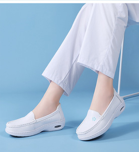 Women Slip On White <b>Nursing</b> <b>Shoes</b> Leather Upper Air Cushion Sole Comfort Hospital Working Footwear - Product Image 4