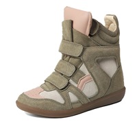 Fabrication sur mesure de chaussures de sport pour femmes à semelle épaisse, style Paris, décontractées, rétro, à scratch, montantes, tendance, en daim