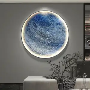 Modern Led Wall Art Moon Painting Home Decor Luxury Earth Bedroom Decorations For Home Led 3d Painting
