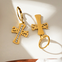 Nouvelles Boucles d'Oreilles Pendentif Croix en Acier Inoxydable Plaqué Or 18K Style Gothique 2025 - Accessoires Élégants pour Femmes Style Punk
