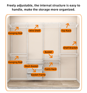 Storking DIY Armoire réglable en métal Étagère de rangement en métal Organisateur de vêtements en acier - Product Image 2