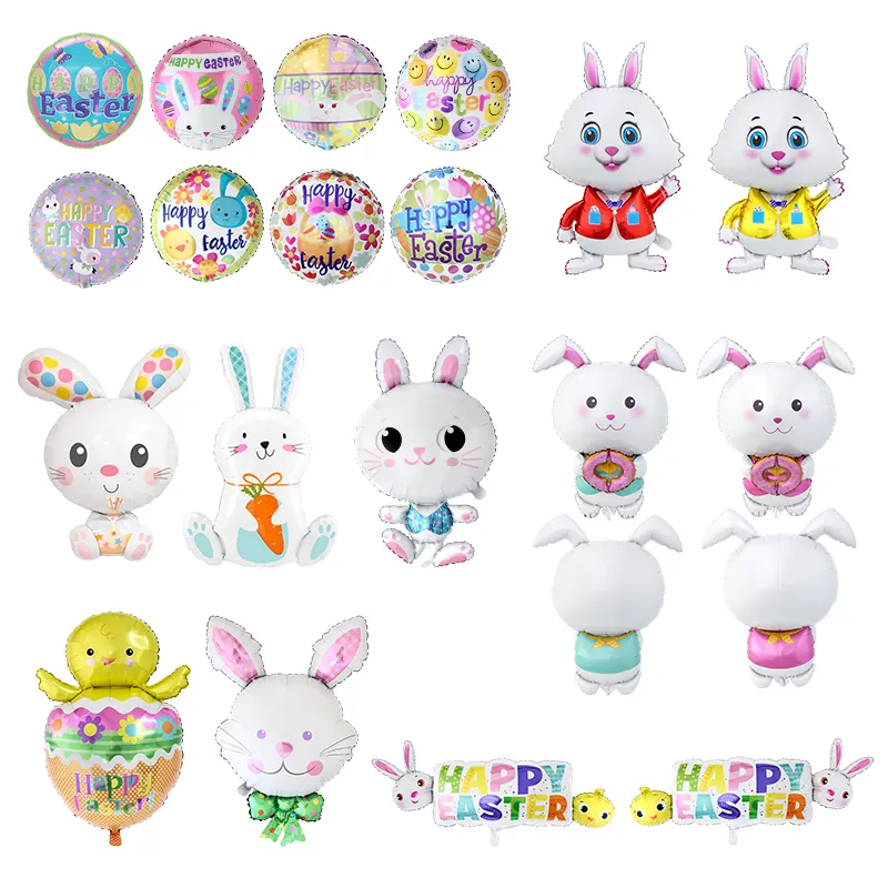Newest 18inch Happy Easter Foil Mylar Globos Rabbit Egg Bunny Balloon Decor Rabbit Shaped Balloons