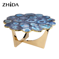 Table basse ronde en métal moderne de luxe léger Zhida en acier inoxydable pour salon