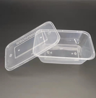 Conteneur alimentaire jetable en plastique en gros, boîte à lunch rectangulaire de 400 ml avec couvercle pour l'emballage des restaurants de restauration rapide
