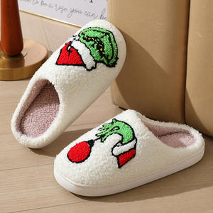 <span class=keywords><strong>Chaussons</strong></span> d'hiver confortables pour hommes et femmes, motif dessin animé mignon <span class=keywords><strong>Grinch</strong></span>, style fourrure, semelle extérieure en TPR, pour la maison - Product Image 3