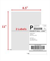 Étiquettes d'expédition demi-feuille pour imprimantes laser et jet d'encre - 2 par page, autocollantes, pour envoi postal - Blanches 8,5 x 5,5
