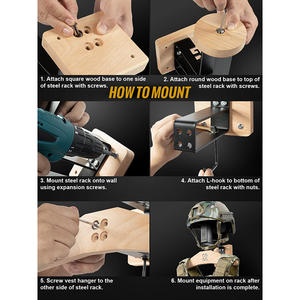 Support de casque de moto support de veste support de plaque support de plaque organisateur d'affichage équipement tactique support mural - Product Image 6