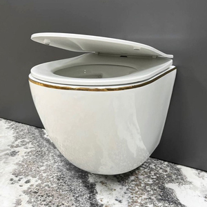 WC encastré à réservoir dissimulé, sans bride, à double chasse, avec finition moderne Or et Platine, pour usage domestique - Product Image 4