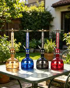 Modern Resin Shisha <b>Hookah</b> Straight Type Lacquer Finish Glass Base Gift Box Arab Style Smoking <b>Pipe</b> - Product Image 4