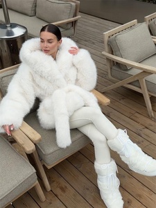 Veste en fausse fourrure à capuche <span class=keywords><strong>pour</strong></span> femme Zeyu, col en fourrure surdimensionné, ceinture à la <span class=keywords><strong>taille</strong></span>, manteau d'hiver chaud et moelleux mi-long, manteaux en fausse fourrure <span class=keywords><strong>pour</strong></span> femmes - Product Image 6
