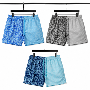 Pantalones Cortos Casuales para Hombre con Logotipo Personalizado, Cintura Ajustable con Cordón, Patrón de Diamantes que Cambia de Color con la Temperatura - Product Image 1