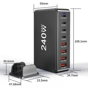 Chargeur GaN haute puissance 286W, adaptateur <span class=keywords><strong>de</strong></span> charge rapide au <span class=keywords><strong>nitrure</strong></span> <span class=keywords><strong>de</strong></span> <span class=keywords><strong>gallium</strong></span>, alimentation <span class=keywords><strong>de</strong></span> bureau multi-ports USB pour tablette et smartphone - Product Image 2