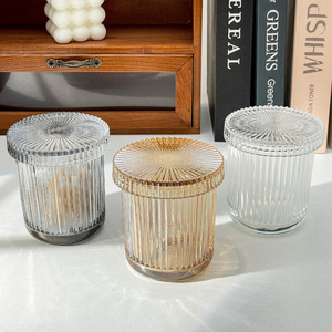 Vertical Striped <b>Glass</b> Cup With Lid 100Ml For Home Travel Beverage Coffee Water Cup - Product Image 2