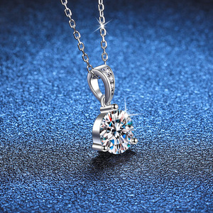 Simple Classic S925 Sterling Silver Necklace for Female Mosan Diamond With 1 <strong>Karat</strong> D Moissanite Three Claw <strong>Gift</strong> for Temperament - Product Image 4