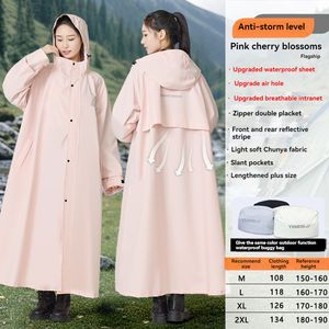 Oxford Fabric Windbreaker Raincoat Zippered Rain Jacket Waterproof Taped Seams Portable <strong>Duster</strong> Raincoat for Commuting - Product Image 4