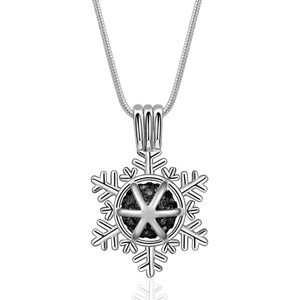 Copo de nieve de cristal cz bola medallón <span class=keywords><strong>perfume</strong></span> de plata de <span class=keywords><strong>la</strong></span> <span class=keywords><strong>perla</strong></span> jaula colgante - Product Image 2
