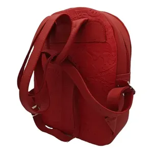Mochila Fana Karolina de Cuero Rojo de 5L con Diseño Floral Grabado, Bolsa de Viaje para Mujer - Product Image 4