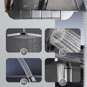 SANIVITAL Robinet <span class=keywords><strong>de</strong></span> <span class=keywords><strong>douche</strong></span> thermostatique mural noir <span class=keywords><strong>de</strong></span> luxe moderne avec barre coulissante et <span class=keywords><strong>pommeau</strong></span> <span class=keywords><strong>de</strong></span> <span class=keywords><strong>douche</strong></span> carré <span class=keywords><strong>pour</strong></span> salle <span class=keywords><strong>de</strong></span> bain - Product Image 2