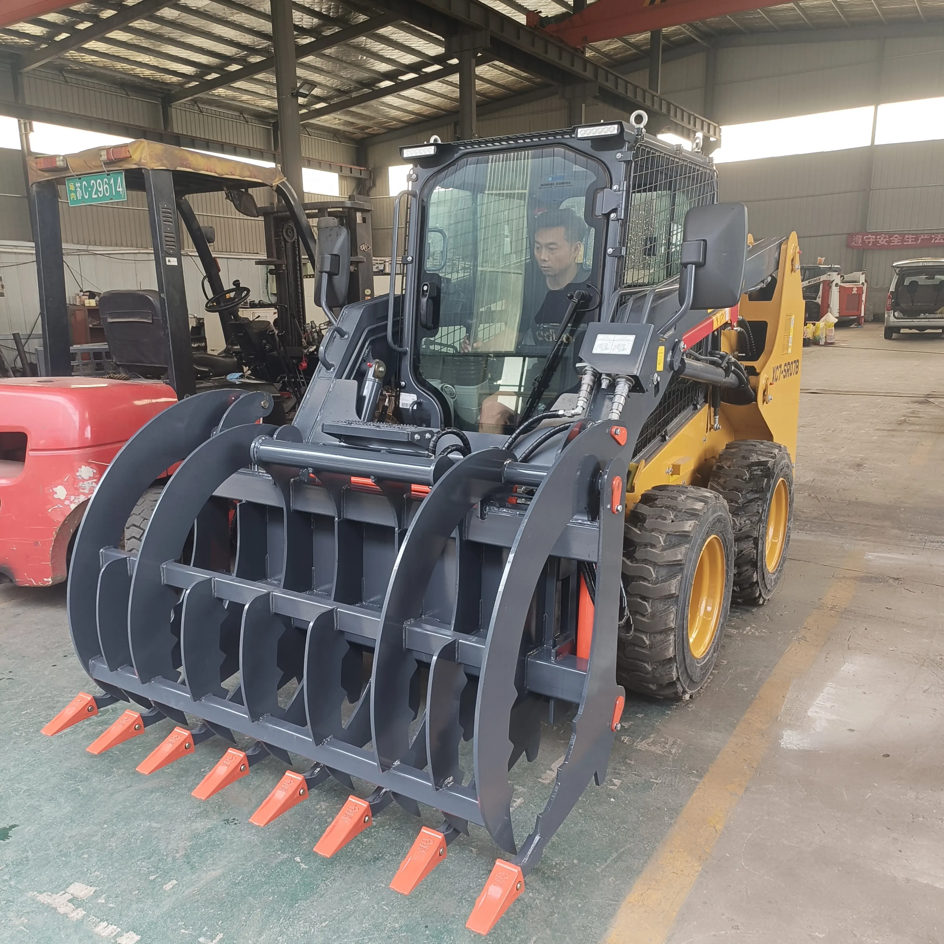 Rastrello idraulico benna per presa skid steer root rastrello grabber